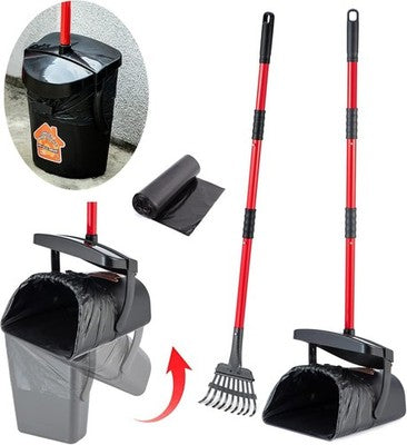 BANORES Large Dog Pooper Scooper Swivel Bin Rake with 20 Waste Bags Set