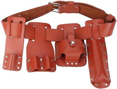 DEWIN 5-in-1 Leather Tool Belt Scaffolding Pouch Holder for Hammer Spanners