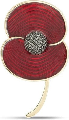 Royal British Legion Remembrance Large Poppy Gold Tone Brooch
