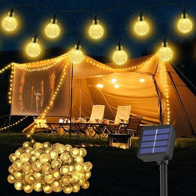 Solar Lights Outdoor Garden 59Ft 100Led Crystal Ball Ip65 8 Modes Memory New