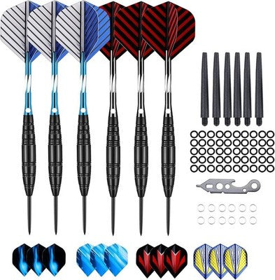 Sanfeng Steel Tip Darts Set - Black & Purple, 22-24G With Accessories