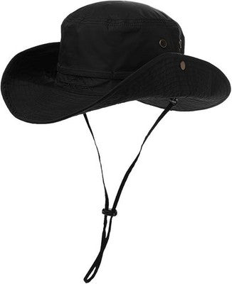 Comhats UPF 50 Wide Brim Sun Hat Waterproof Safari Hat Black L/XL Foldable