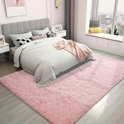 Aspire Homeware Pink Shaggy Rug 160x230cm - Anti-Slip, Thick Pile