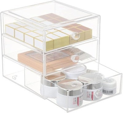 Hojkma Clear Acrylic Makeup Organiser - 3 Drawer Cosmetic Storage