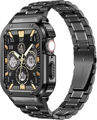 MioHHR Stainless Steel Watch Band with Case Compatible for Apple Watch Bands