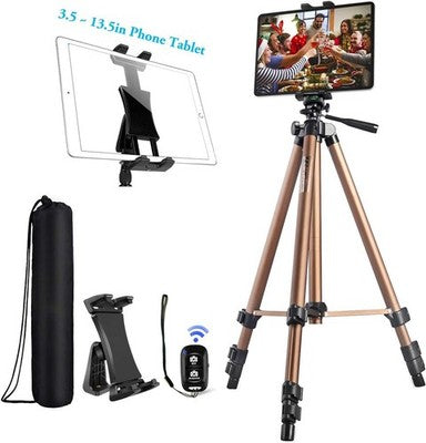 Peastrex iPad Tripod Stand Tablet Phone Holder 51in with Remote Champagne