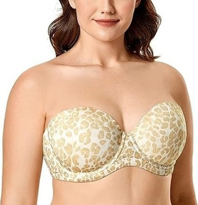DELIMIRA Strapless Push Up Bra 40DD Beige Multiway Underwire Bandeau Smooth