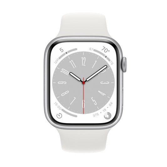 Apple Watch Series 8 (GPS, 45mm) Silver Aluminium Case + White Strap