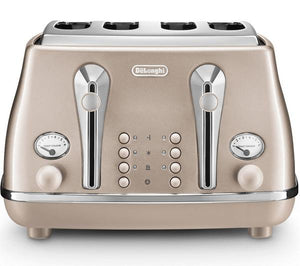 De'Longhi Icona Metallics CTOT4003.BG 4-Slice Toaster - Gold