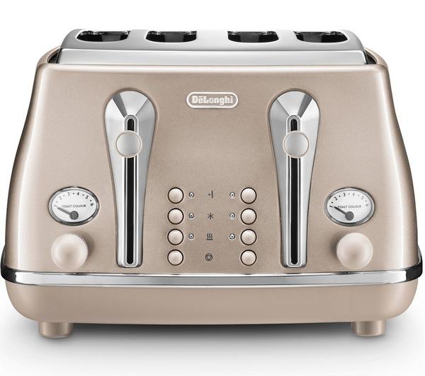De'Longhi Icona Metallics CTOT4003.BG 4-Slice Toaster - Gold