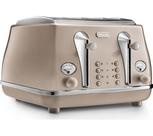 De'Longhi Icona Metallics CTOT4003.BG 4-Slice Toaster - Gold