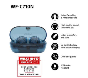 Sony WF-C710N Wireless Bluetooth Noise Cancelling Earbuds ANC - Glass Blue