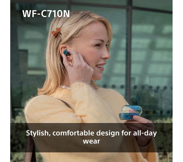 Sony WF-C710N Wireless Bluetooth Noise Cancelling Earbuds ANC - Glass Blue