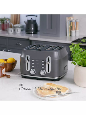 Rangemaster RMCL4S304GY Classic 4-Slice Toaster - Matt Grey