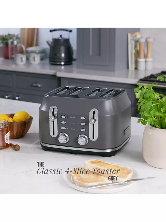 Rangemaster RMCL4S304GY Classic 4-Slice Toaster - Matt Grey