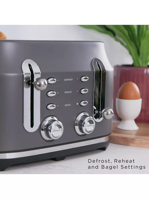 Rangemaster RMCL4S304GY Classic 4-Slice Toaster - Matt Grey