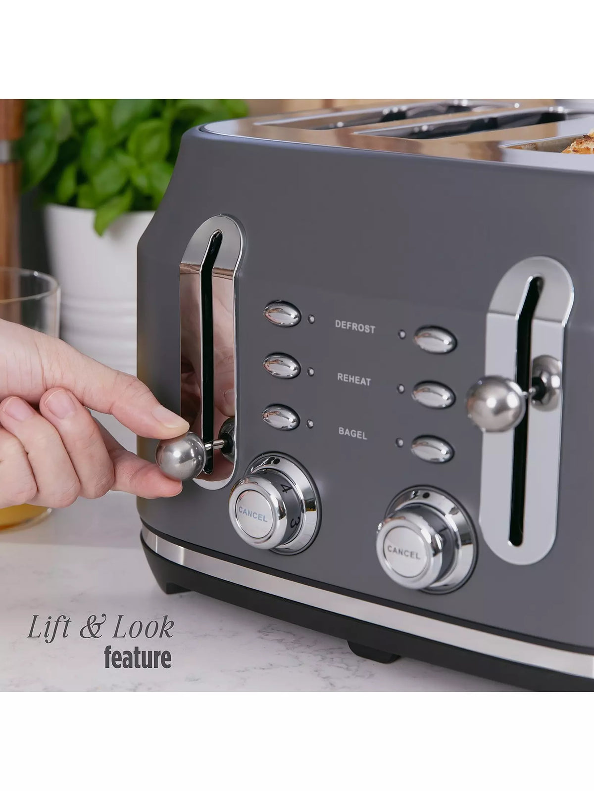 Rangemaster RMCL4S304GY Classic 4-Slice Toaster - Matt Grey