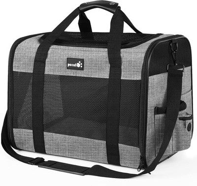 pecute Large Cat Carrier Bag Breathable Mesh Grey Handbag for Pets Under 9KG