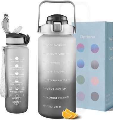 Eyq 2 Packs Water Bottle 800 Ml And 2L Sports Water Bottle With Straw Bpa Free