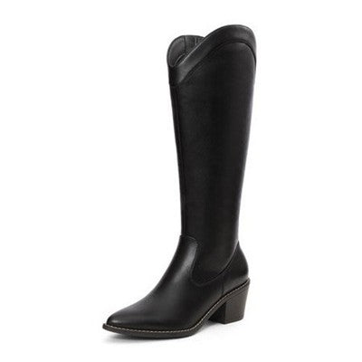 DREAM PAIRS Womens Cowgirl Western Knee High Boots Pointed Toe UK 7 Black