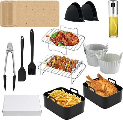 Air Fryer Accessories for Ninja Dual AF300UK AF400UK, Reusable Silicon
