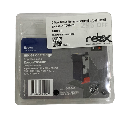 5 Star Office Remanufactured Inkjet Cartridge Epson T007401, Epson Compatible Bk