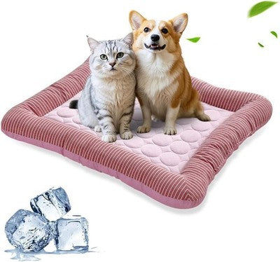 PETCUTE Cooling Mat Bed for Dogs Cats Ice Silk Summer Pad Pink Large