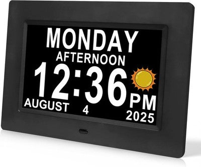 Jaihonda Digital Day Calendar Clock 8 Inch Memory Loss Dementia Clock Black