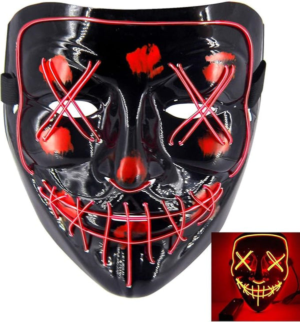 Halloween Scary Mask LED Light Up Mask Cosplay Costume Party Accessories Red - NEW - Rebx.co.uk