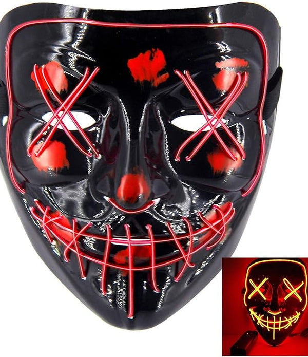 Halloween Scary Mask LED Light Up Mask Cosplay Costume Party Accessories Red - NEW - Rebx.co.uk