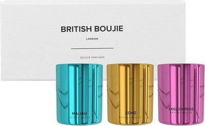 Luxury Candle Gift Set Soho Malibu English Rose 3 x 80g Natural Wax