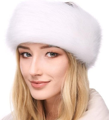Women's Faux Fur Headband Ear Muffs White Rabbit Winter Warm