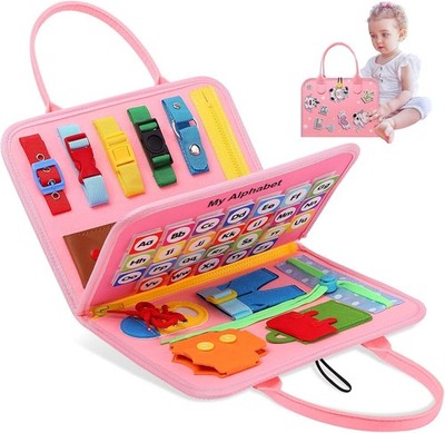 Montessori Busy Board for Toddlers Unicorn Sensory Toy Gifts for Girls 3+
