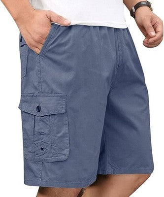 Putaowor Men's Cotton Twill Cargo Shorts Elastic Waist 34 Deep Grey
