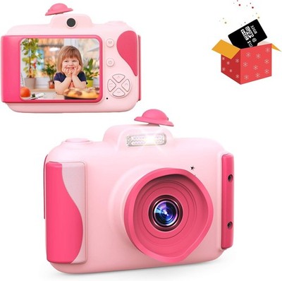 Kids Digital Camera for Girls Boys Age 3-12 w/ 32GB TF Card Pink Toddler Toy