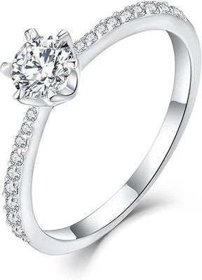 Starchenie 925 Sterling Silver Solitaire Promise Ring 3A Cubic Zirconia