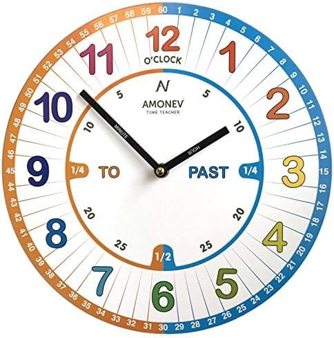 Amonev VS1 Time Teacher clock Children Wall Clock is a Easy to Read clock - Rebx.co.uk