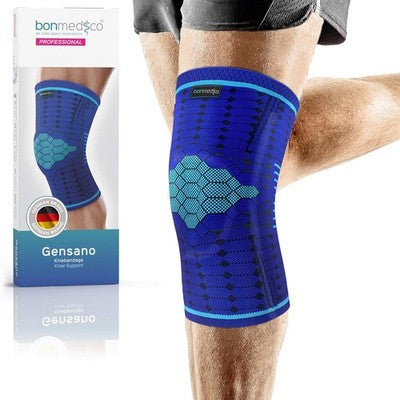 Bonmedico Knee Brace L Blue Silicone Patellar Strap & Compression Support