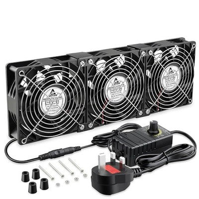 High Airflow 3 x 120mm AC Axial Fan 220V-240V Dual Ball 4V-12V Speed Controller