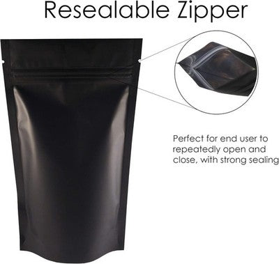 Rightpak Black Matt Stand Up Pouches 19x26cm 50pc Heat Seal
