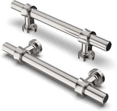 FURNIWARE Cabinet Handles 10 Pack Brushed Nickel Drawer Pulls 96mm Centres
