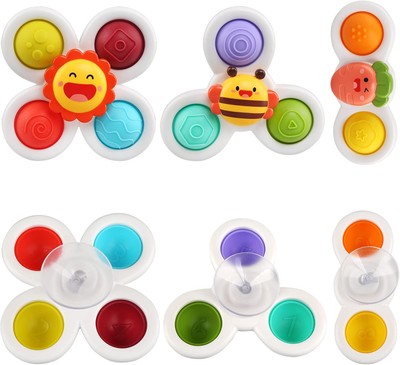 Linstyle 3-Pack Suction Cup Silicone Bath Toys - Sensory For Babies 18+