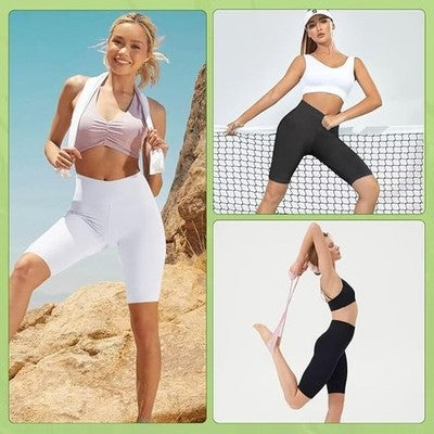 HLTPRO 3Pack High Waist Cycling Shorts Women Tummy Control Gym Running S/M Black