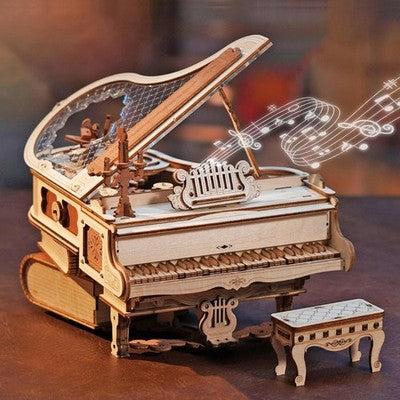ROBOTIME 3D Wooden Puzzle Magic Piano Music Box DIY Gear Model Kit