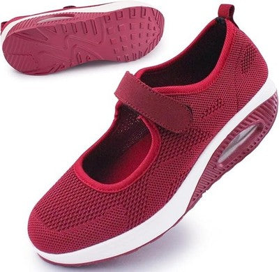 Women's Non-Slip Breathable Nursing Shoes Adjustable Lightweight Ab-Red UK 3.5