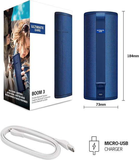 Ultimate Ears BOOM 3 Bluetooth Speaker Lagoon Blue Waterproof 15H Battery