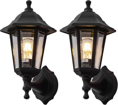 FUDESY Outdoor Wall Lantern Light 8W 3000K IP44 Waterproof Black 2 Pack