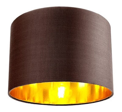 Brown Cotton 12in Table/Pendant Lamp Shade Shiny Copper Inner