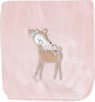 Socksmad Cellular Blankets Pink Deer 2Pack 100 % Cotton Cot Pram Basket