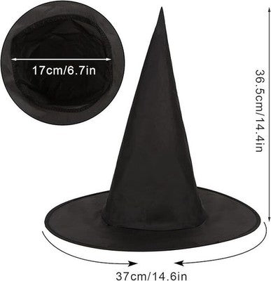 2 x Veylin Halloween Witch Hat - Kids & Adults Black Witch Hats